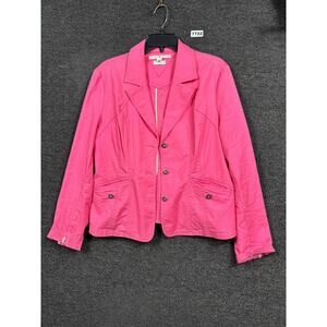 Tommy Hilfiger Blazer Jacket Womens XL Pink Cotton Blend Button Front Unlined